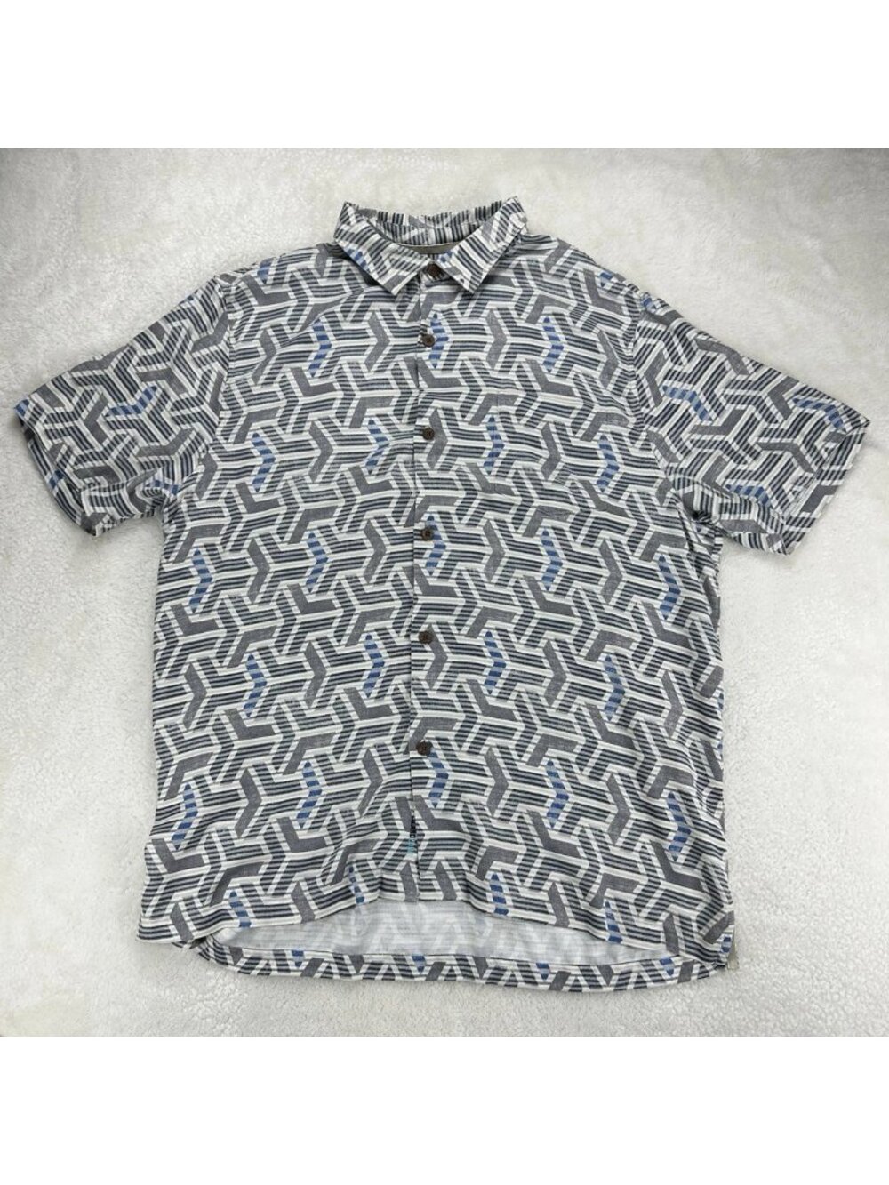 Tommy Bahama Island Zone Shirt Men's XL Gray Camp Shirt Silk-Poly